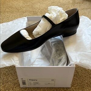 Theory Crinkle Patent Leather Mary Jane Ballerina Flat NEW